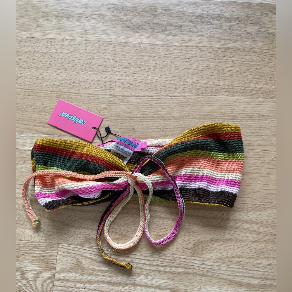 EDIKTED Multicolor Striped Knit Bandeau Top-NWT size M